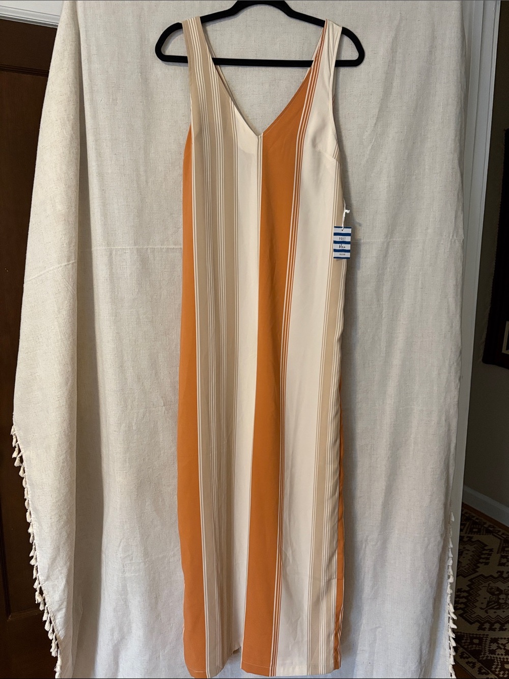 Forever 21 Striped V-Neck wide leg jumpsuit  in Cream and Rust Orange